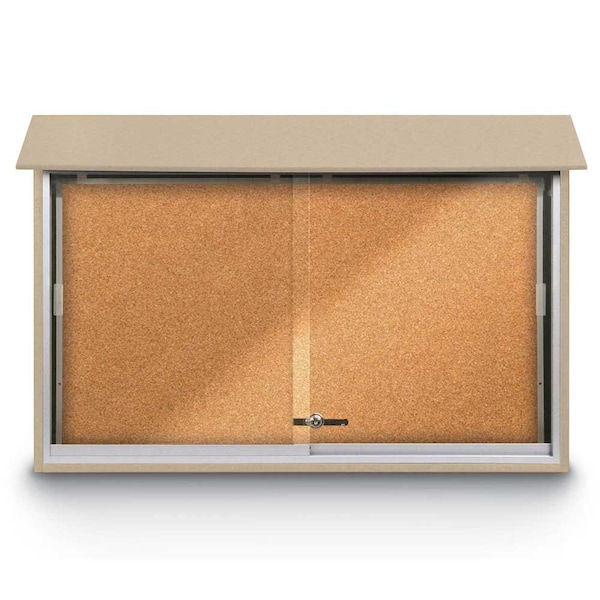 Outdoor Enclosed Combo Board, 72"x36", Brnz Frame/Wht Porc & Medium Grey